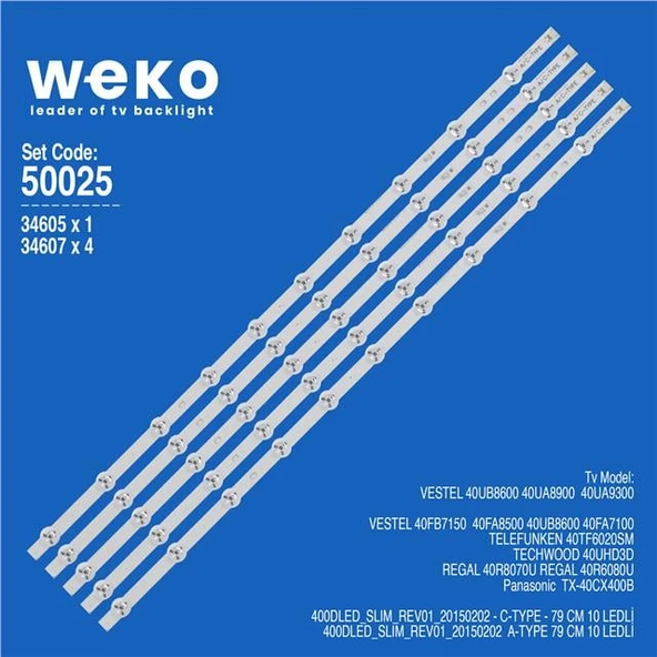 Vestel 40UA9300 40'' İnç 5 Adet Tv Led Bar ( Tvnizin içindeki led barla aynısı olduğunu görmeden almayınız. Led bar ürünlerinde paket açıldığında iade kabul edilmemektedir. ) ürün görseli