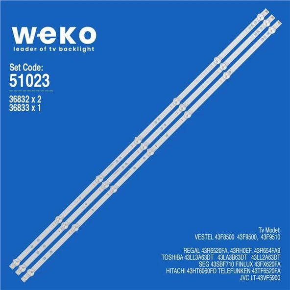 Toshiba 43LL2A63DT 43'' İnç 3 Adet Tv Led Bar ( Tvnizin içindeki led barla aynısı olduğunu görmeden almayınız. Led bar ürünlerinde paket açıldığında iade kabul edilmemektedir. )
