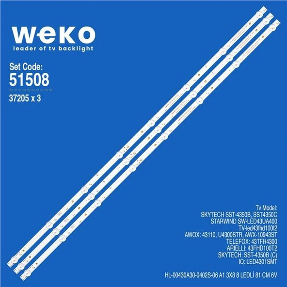 Arielli 43FHD100T2 43'' 3 Adet Tv Led Bar ( Tvnizin içindeki led barla aynısı olduğunu görmeden almayınız. Led bar ürünlerinde paket açıldığında iade kabul edilmemektedir. ) ürün görseli 1