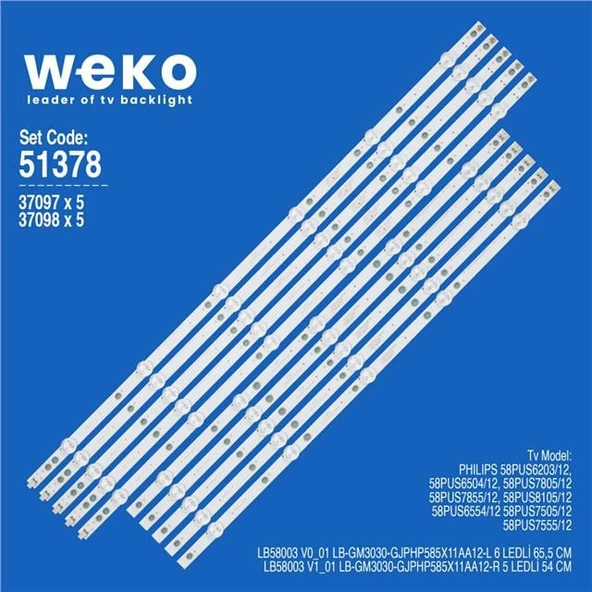 Philips 58PUS7555/12 58'' 10 Adet Tv Led Bar ( Tvnizin içindeki led barla aynısı olduğunu görmeden almayınız. Led bar ürünlerinde paket açıldığında iade kabul edilmemektedir. ) ürün görseli