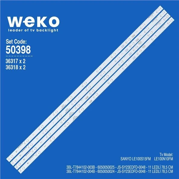 Sanyo LE100S15FM 39'' İnç 4 Adet Tv Led Bar (Seri 2) ( Tvnizin içindeki led barla aynısı olduğunu görmeden almayınız. Led bar ürünlerinde paket açıldığında iade kabul edilmemektedir. ) ürün görseli