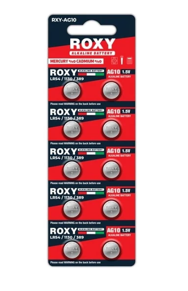 Roxy RXY-AG10 1.5 Volt LR54/1130/189/389 Alkalin Düğme Pil (10'LU Paket) ürün görseli