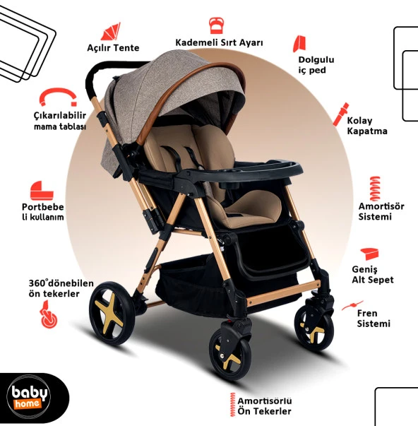 Baby Home 810 Xti Çift Yönlü Bebek Arabası - 6
