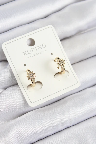 Xuping Zirkon Taşlı Çiçek Model Gold Renk Kadın Küpe - TJ-BKP10849 ürün görseli