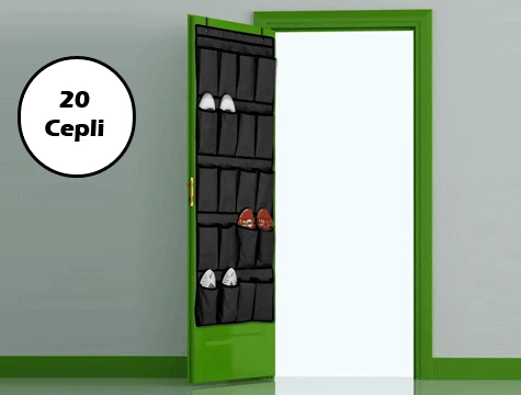 20 Cepli Kapı Arkası Çok Amaçlı Organizer - Siyah - 1