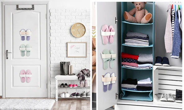 Banyo Terlik Tutucu - Kapı Arkası Pratik Raf - Terlik Tutucu Beyaz ürün görseli 1