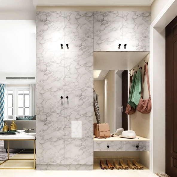 Mermer Desenli Folyo Sticker Masa Tezgah Duvar Kağıdı Su Geçirmez Yapışkanlı Folyo - Resim 5