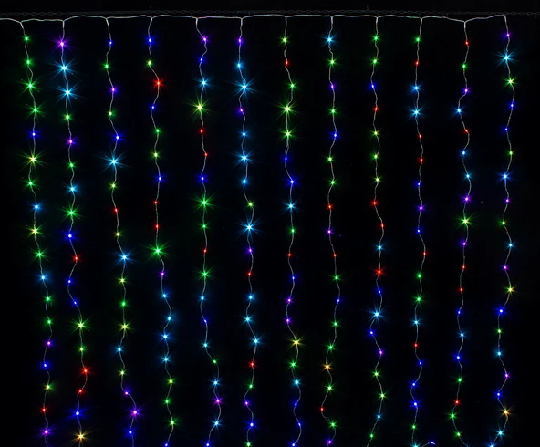 Perde Led  240 Ledli 8 Fonksiyonlu Dekor Lambası RGB - Resim 3