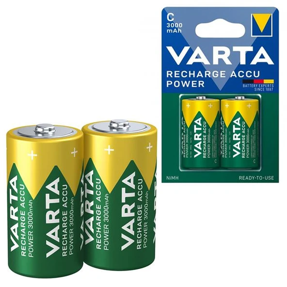 Varta HR14 3000mAh C Orta Boy 1.2 Volt Ni-Mh Şarjlı Pil 2Li Paket (Şarj Edilebilir) ürün görseli
