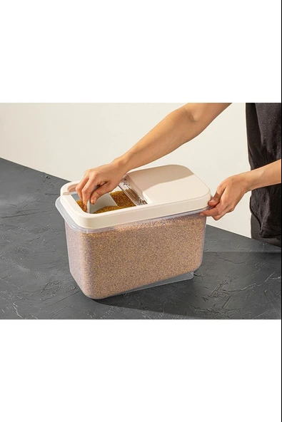 Sürgülü Kapaklı 10 LT Erzak Bakliyat Un Şeker Saklama Kabı ürün görseli 1