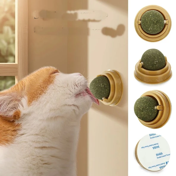 Duvara Yapışan Dönen Kedi Nanesi Cat Oyun Topu Doğal Kedi Oyuncağı - 1