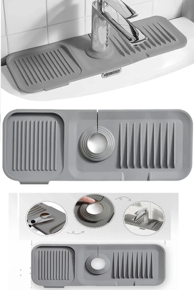 Elastik Mutfak Banyo Musluk Matı Düzenleyici Kaydırmaz Taban Organizer Lavabo Kenar Matı ürün görseli 1