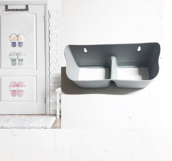 3 Adet Banyo Terlik Tutucu - Kapı Arkası Pratik Raf - Terlik Tutucu - Resim 2