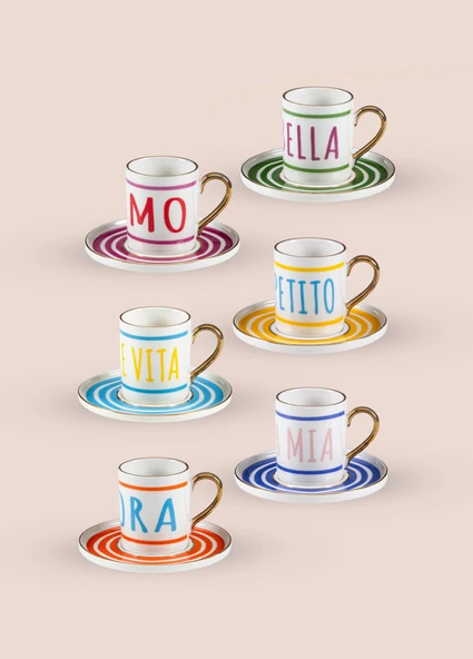 The Mia La Dolce Vita Türk Kahvesi Fincan Takımı 6 Kişilik - Resim 2