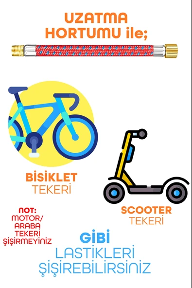 5li Şişirme Pompa Seti Futbol Bisiklet Pilates Topu Şişme Yatak Simit Kolluk Şişirme Pompası 20cm - 5