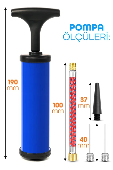 5li Şişirme Pompa Seti Futbol Bisiklet Pilates Topu Şişme Yatak Simit Kolluk Şişirme Pompası 20cm - 8