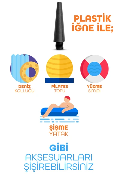 5li Şişirme Pompa Seti Futbol Bisiklet Pilates Topu Şişme Yatak Simit Kolluk Şişirme Pompası 20cm - 4