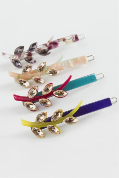 Yaprak Taşlı Klipsli Toka