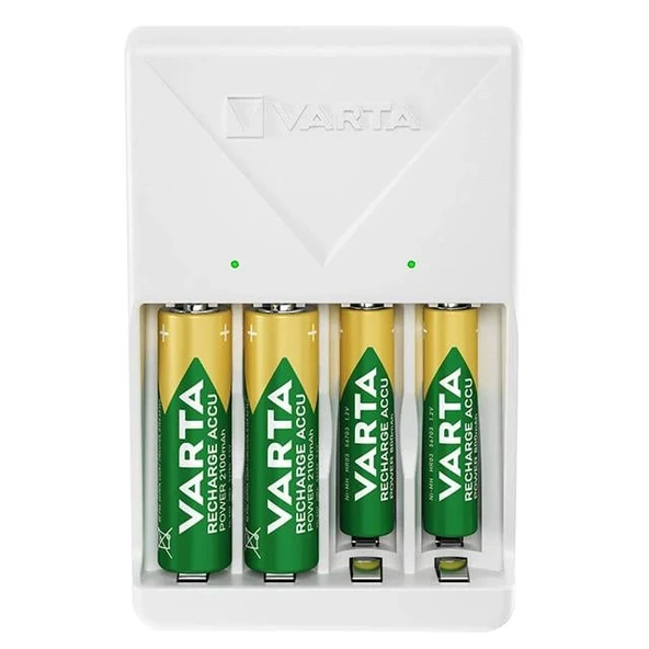 Varta Plug AA/AAA Kalem Pil Şarj Cihazı Aleti - 4 Adet 2100mAh AA HR6 NI-MH Şarj Edilebilir Pil Hediyeli - Resim 4