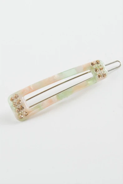 Dikdörtgen Taşlı Klipsli Toka - Resim 5