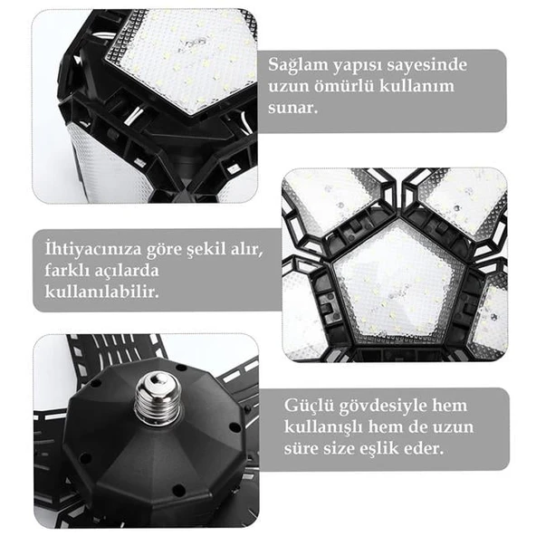 Ledx Ayarlanabilir Açılı 3 Kanatlı 72 Smd Ledli Galaxy Projektör Işığı 40W 4400 Lumen E27 32cm - 2