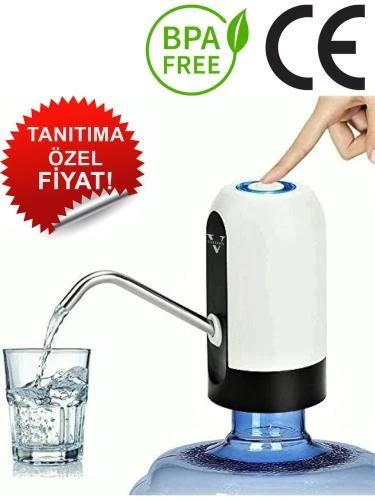 Vayomy Şarjlı Otomatik Damacana Su Pompası 1200 Mah Bataryalı Beyaz - 6