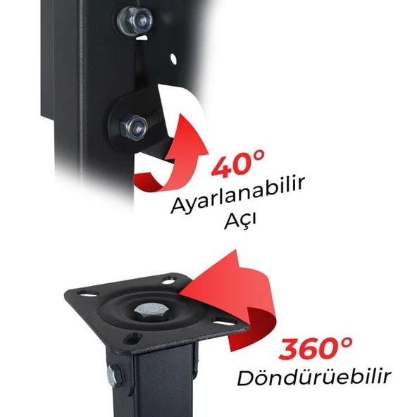 PowerMaster PM-32 Led/Lcd/Plazma 70-90-110 CM Dar Ağız 45 Derece Açılı Tavan TV Askı Aparatı - Resim 2