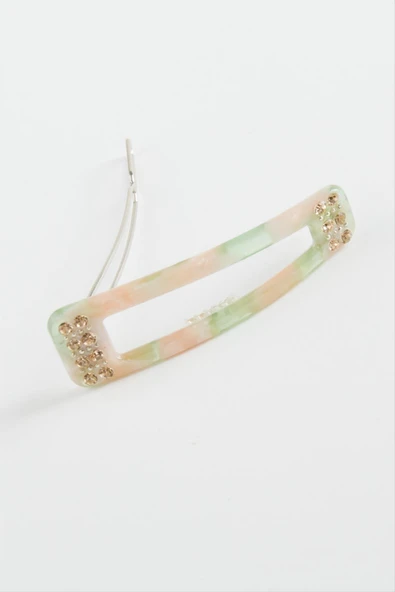 Dikdörtgen Taşlı Klipsli Toka - Resim 2