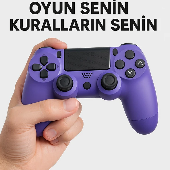 Yeni Nesil PS4 Kolu  Kablosuz, Şarj Edilebilir, Ergonomik + Titremeli + Dayanıklı Oyun Dostu MOR - 2