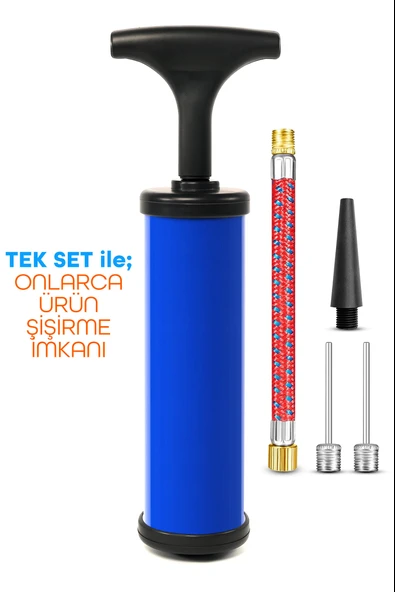 5li Şişirme Pompa Seti Futbol Bisiklet Pilates Topu Şişme Yatak Simit Kolluk Şişirme Pompası 20cm - 7