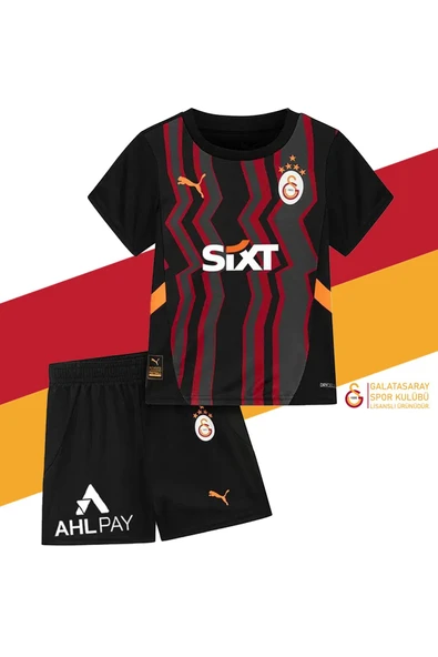 Galatasaray Orijinal Lisanslı 24-25 Siyah 5 Yıldızlı Çocuk Forma Set Hediyelik Ahşap Kutulu - 2
