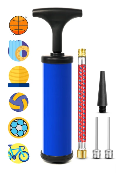 5li Şişirme Pompa Seti Futbol Bisiklet Pilates Topu Şişme Yatak Simit Kolluk Şişirme Pompası 20cm - 2
