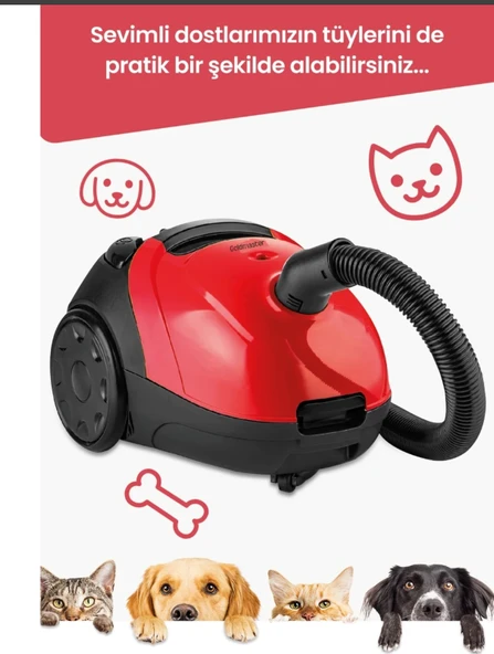 Micro Kırmızı 2,5 Litre Kapasiteli Yıkanabilir Toz Torbalı 5 Yıl Garantili Elektrikli Süpürge - 3