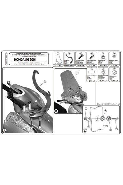 Kappa A307ak Honda Sh 300ı (07-10) Rüzgar Siperlik Baglantisi - Resim 2