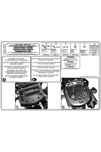 Givi E528m Suzukı Dl 650-1000 V-strom (02-11) - Kawasakı Klv 1000 (04-10) Arka Çanta Taşıyıcı ürün görseli 1