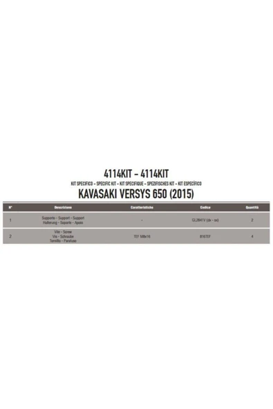 Givi Gıvı 4114kıt Kawasakı Versys 650 (15-21) Yan Çanta Taşıyıcı Bağlantı Kıtı - Resim 4