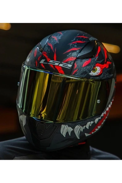 LS2 Rapıd 2 Kaıju  Fullface Motosiklet Kaskı Gold Camlı - Resim 3