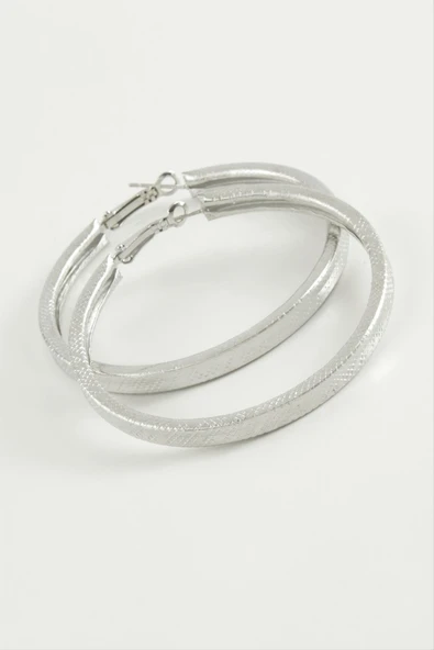 Kare Baklava Desenli Halka Küpe 3,5 cm - Resim 2