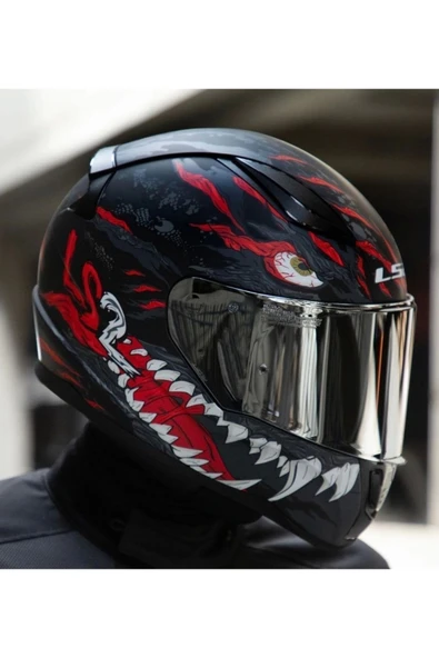 LS2 Rapıd 2 Kaıju Motosiklet Kaskı Gri Camlı - Resim 3