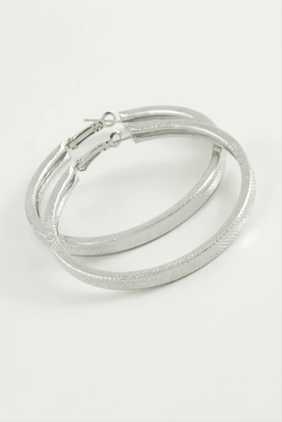 Kare Baklava Desenli Halka Küpe 3,5 cm ürün görseli