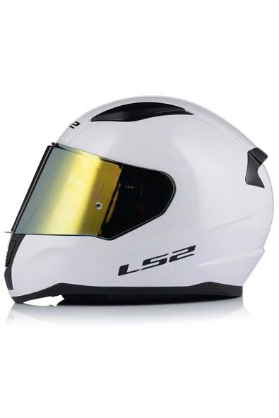 LS2 Rapıd 2 Beyaz Fullface Motosiklet Kaskı Gold Camlı - Resim 2
