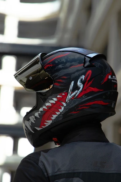 LS2 RAPID 2 KAIJU MAT SİYAH-KIRMIZI-BEYAZ KASK - Resim 5