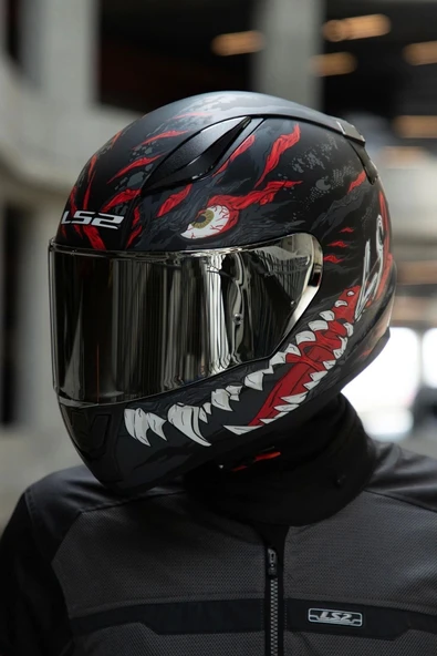 LS2 RAPID 2 KAIJU MAT SİYAH-KIRMIZI-BEYAZ KASK - Resim 6