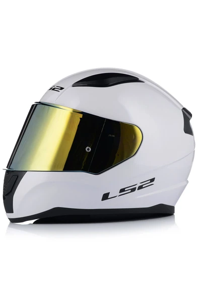 LS2 Rapıd 2 Beyaz Fullface Motosiklet Kaskı Gold Camlı ürün görseli