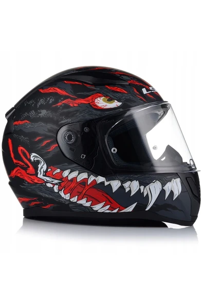LS2 Rapıd 2 Kaıju Kapalı Motosiklet Kaskı Mat Siyah-Kırmızı-Beyaz - Resim 6