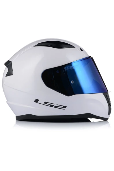 LS2 Rapıd 2 Beyaz Fullface Motosiklet Kaskı Mavi Camlı - Resim 3