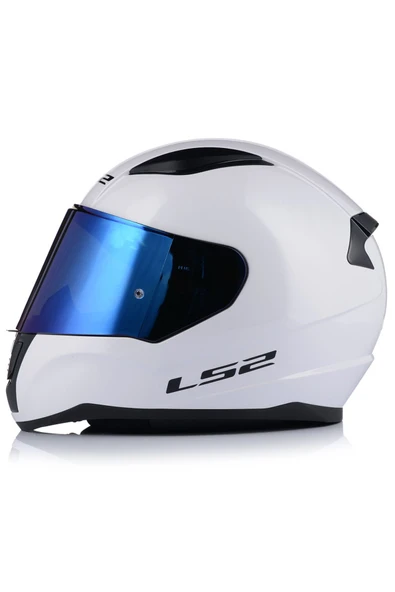 LS2 Rapıd 2 Beyaz Fullface Motosiklet Kaskı Mavi Camlı - Resim 2