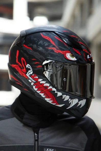 LS2 RAPID 2 KAIJU MAT SİYAH-KIRMIZI-BEYAZ KASK - Resim 8