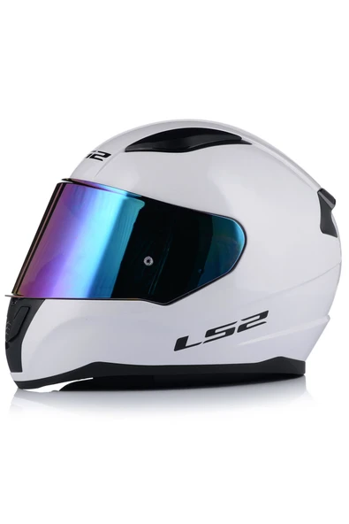 LS2 Rapıd 2 Beyaz Kapalı Motosiklet Kaskı Gökkuşağı Camlı ürün görseli