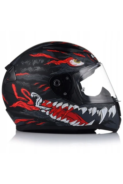 LS2 Rapıd 2 Kaıju Kapalı Motosiklet Kaskı Mat Siyah-Kırmızı-Beyaz - Resim 5